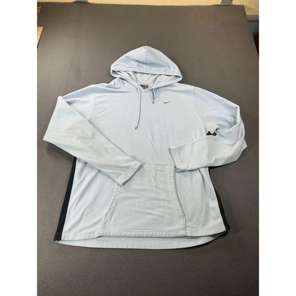 Nike Hoodie Mens XL Blue Pullover Fleece Hooded Drawstring Logo Embroidered